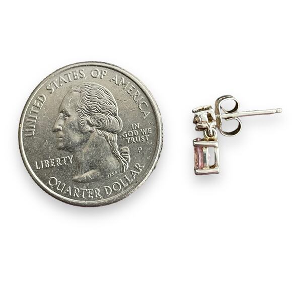 Elegant Pink sapphire stone with three white Topaz stones on 925 Sterling Silver - Picture 4 of 4